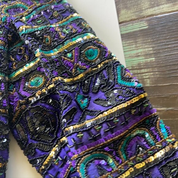 Niteline By Della Roufogati Silk and Sequin Jacket Sz S - Picture 10 of 13